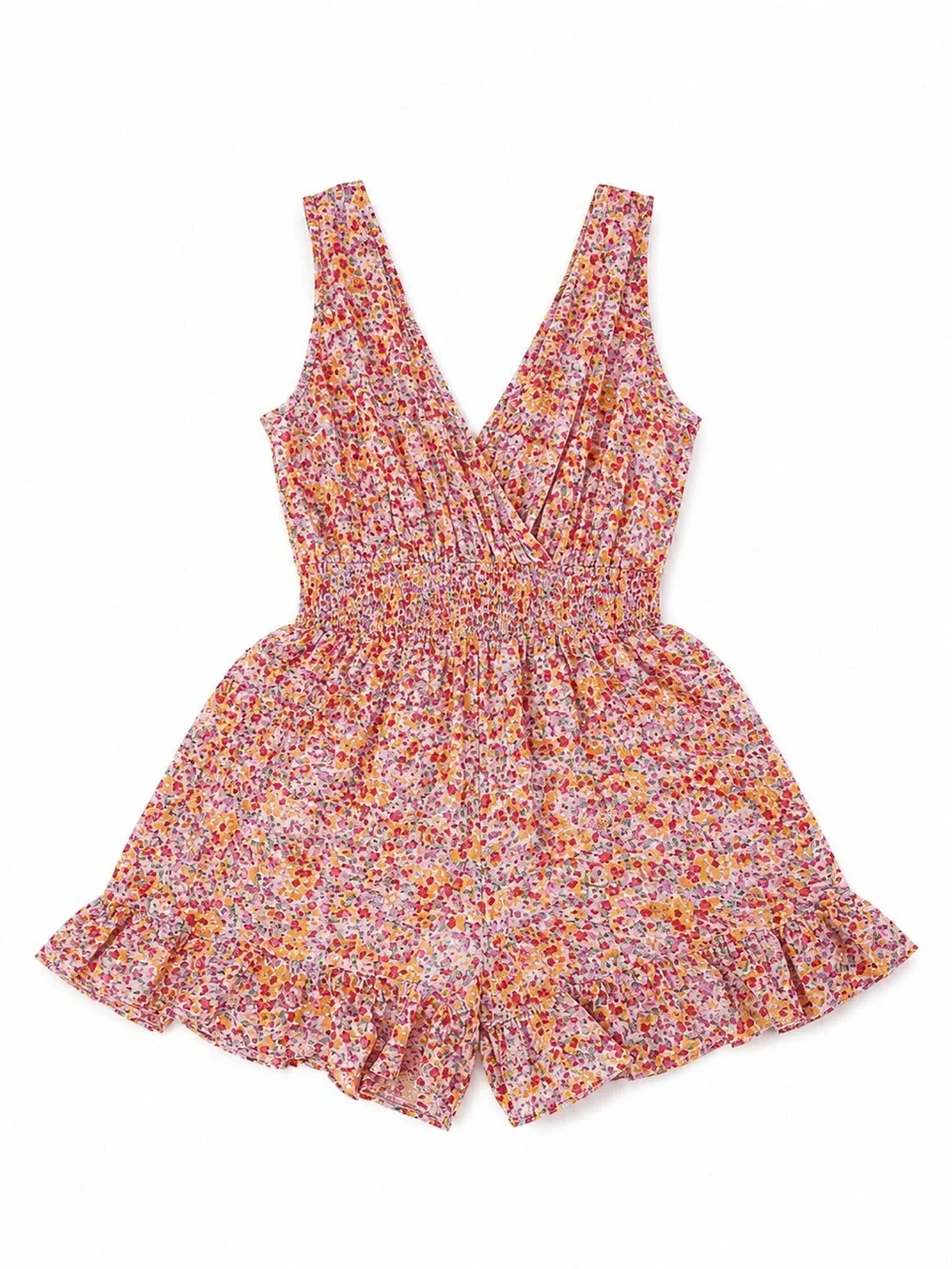 💥3/$15💥 Floral Pink Smocked Waist Romper - Picture 3 of 4